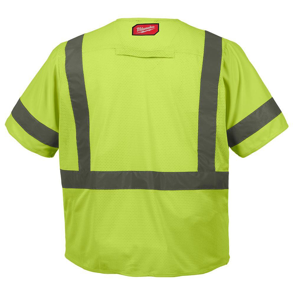 2X-Large/3X-Large Yellow Class 3 High Visibility Safety Vest with 10-Pockets and Sleeves - Hercitys