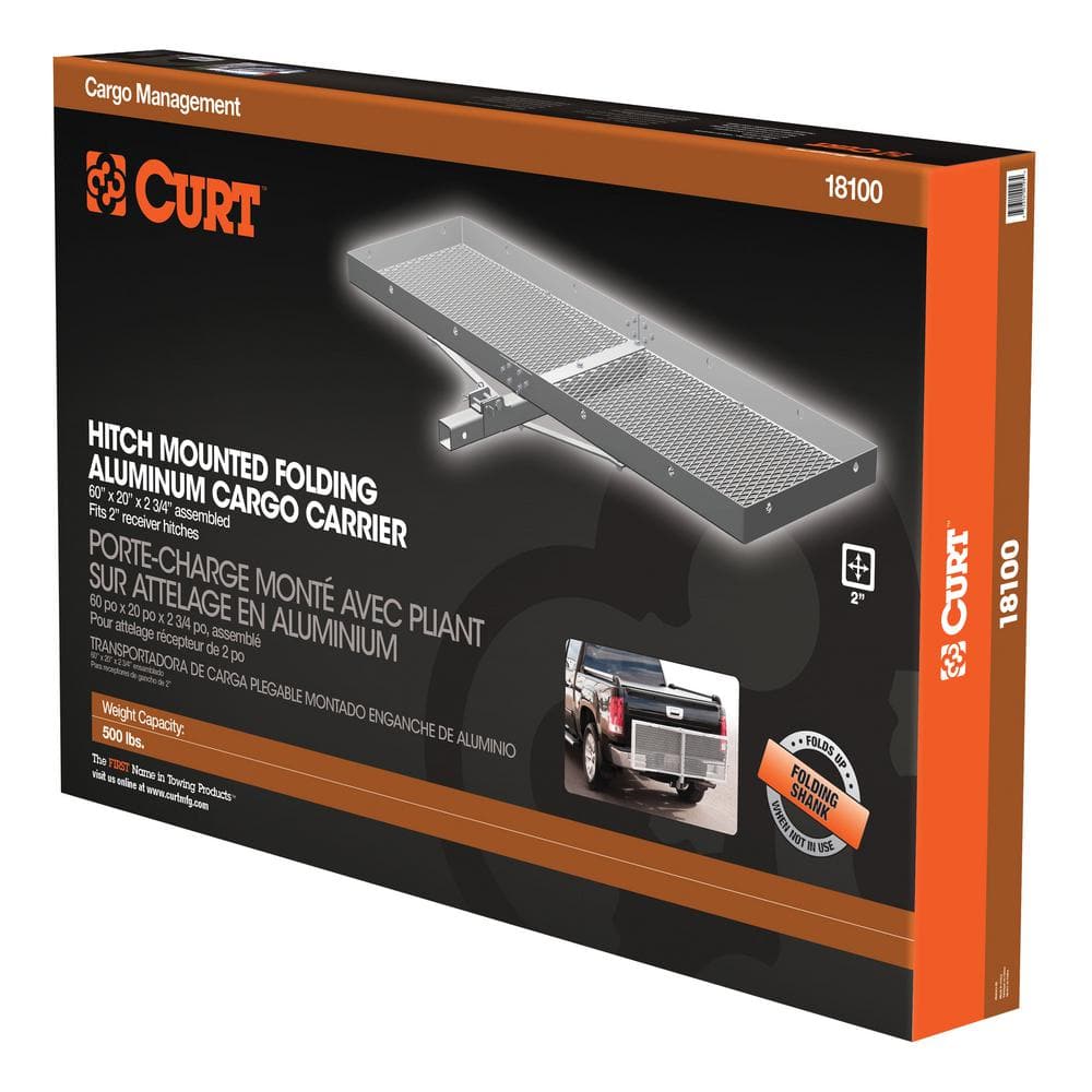 500 lb. Capacity 60 in. x 20 in. Aluminum Tray-Style Cargo Carrier (Folding 2 in. Shank) - Hercitys