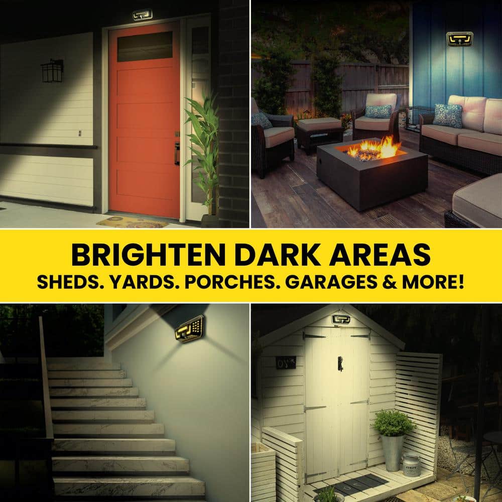 5-Watt Equivalent Integrated LED Black 300 Lumens Warm Light 2 Modes Motion Solar Bionic Light Wall Pack Light, 3500K - Hercitys