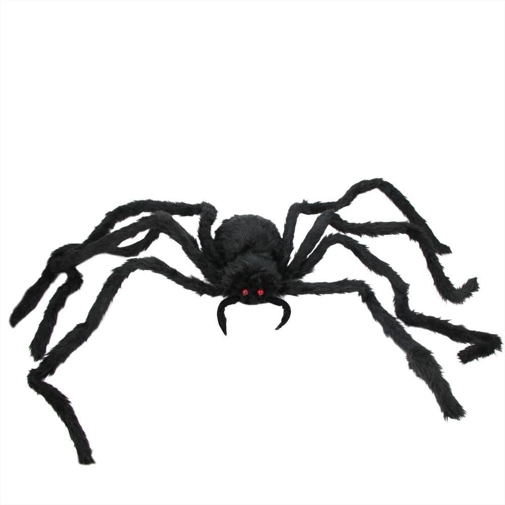 18 in. H x 48 in. W Black Spider with LED Flashing Eyes Halloween Decoration - Hercitys