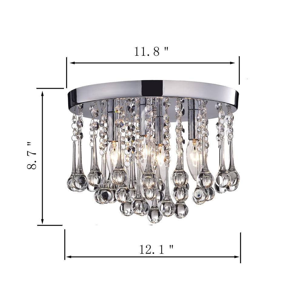 11.8 in 4-Light Chrome Flush Mount - Hercitys