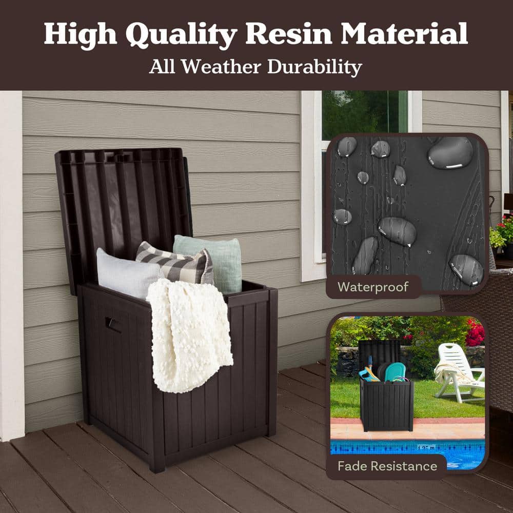 50 Gal . 22 in. L x 22 in. W x 24.4 in. H Fade-Resistant Brown Resin Deck Box - Hercitys