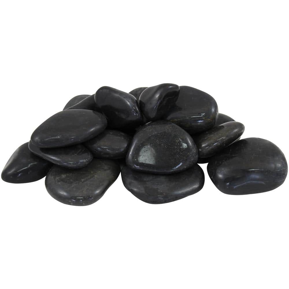0.4 cu. ft. 1 in. to 2 in., 30 lbs. Black Super Polished Pebbles - Hercitys