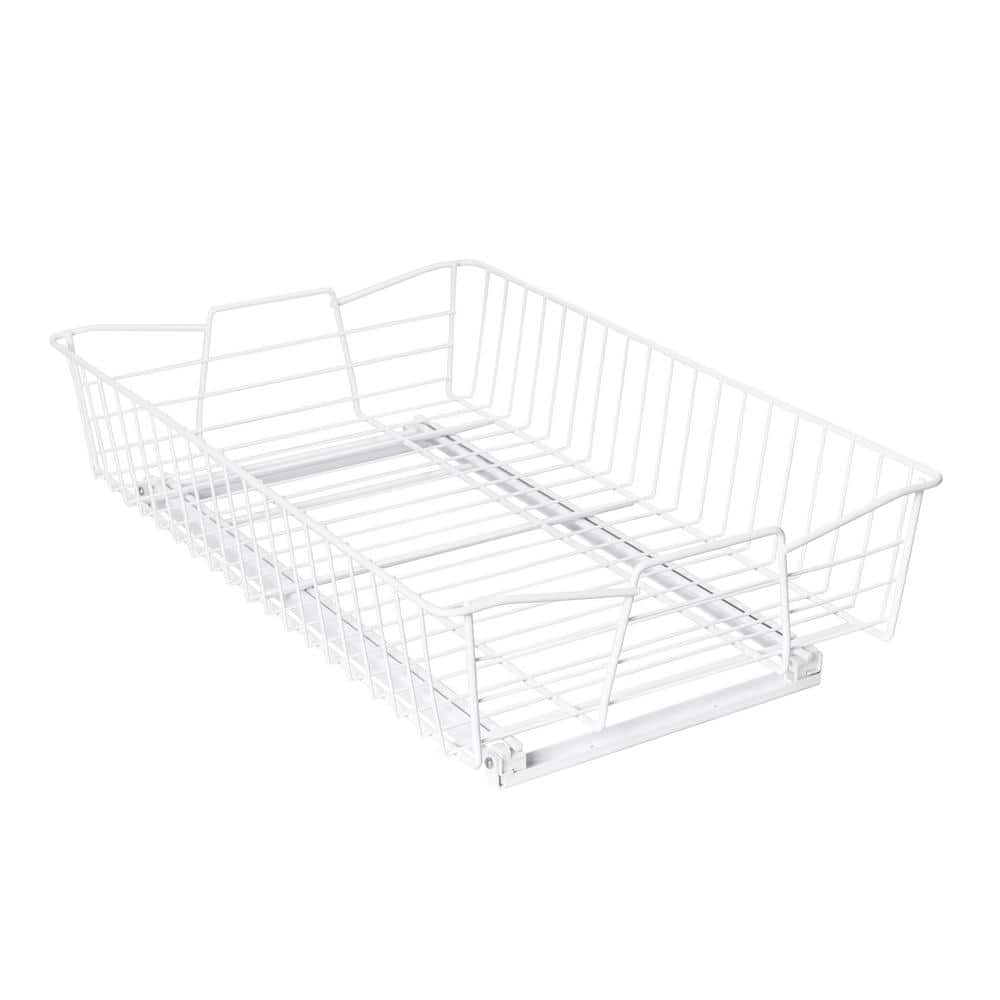 14 in. White Wire Pullout Basket - Hercitys