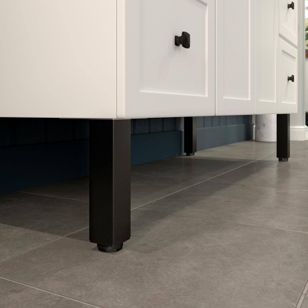 (4-Pack) 7 7/8 in. (200 mm) Matte Black Metal Square Furniture Leg with Leveling Glide - Hercitys