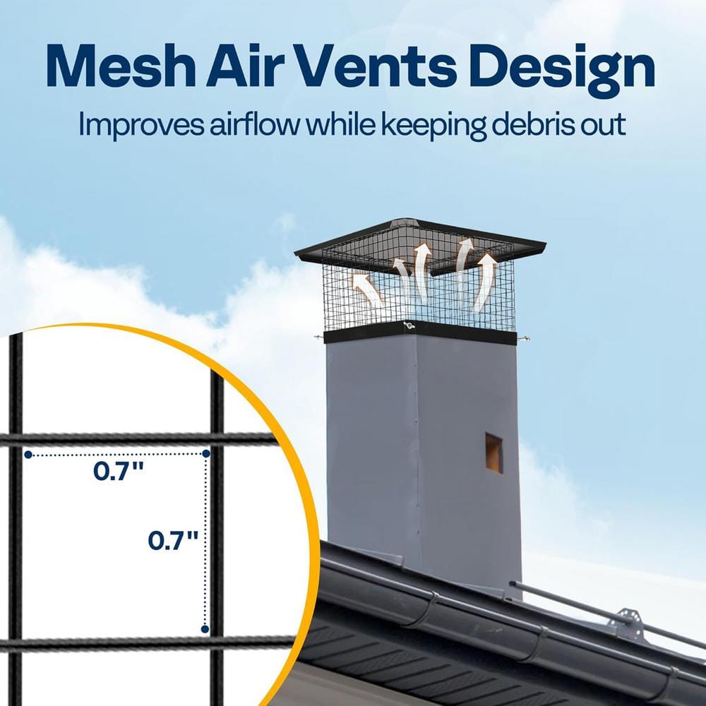 13 in. x 13 in. Square Galvanized Steel Chimney Cap with Single Bolt-on - Hercitys