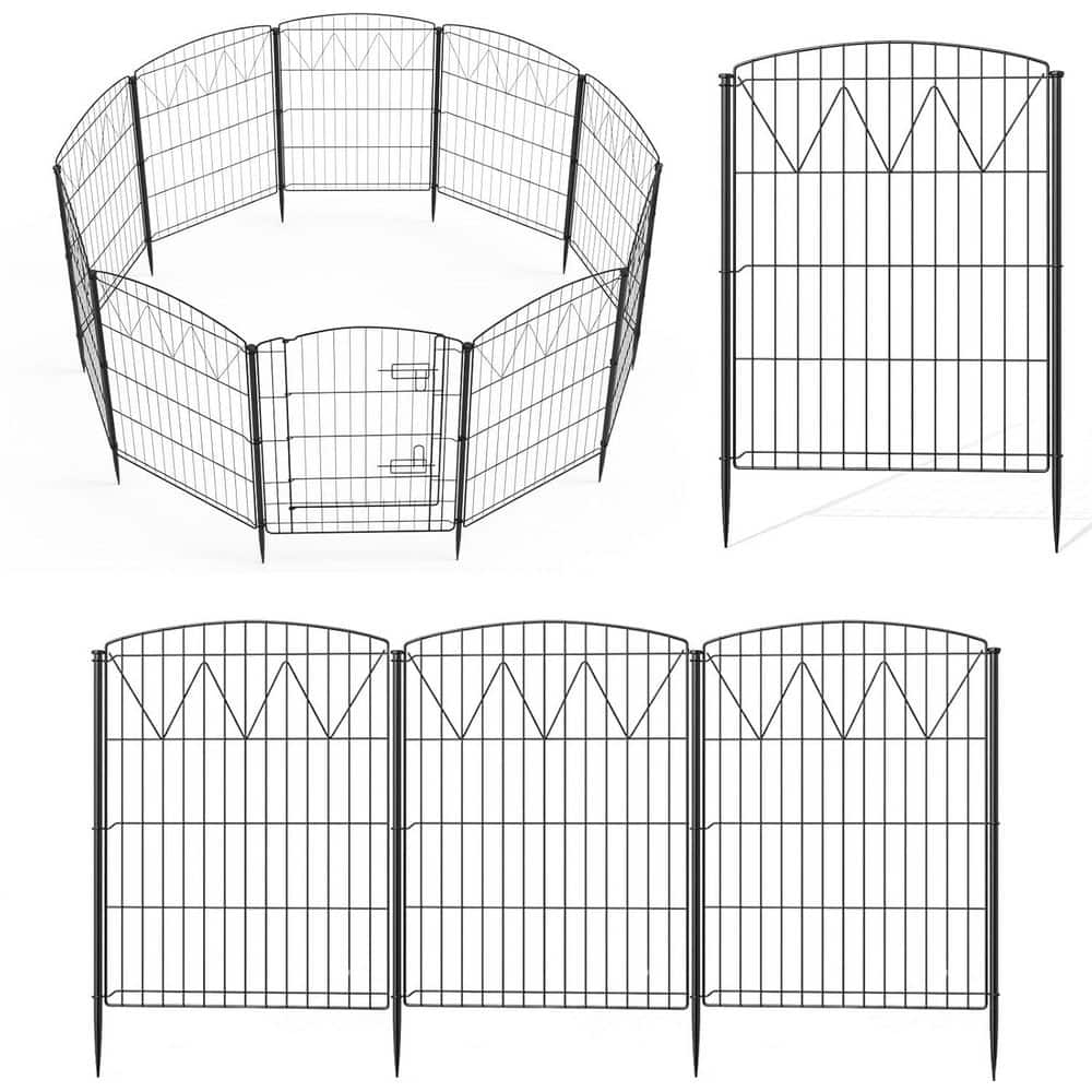 29.7 in. Rustproof Metal Garden Fence 10 Panels No Dig Decorative Outdoor Arched Border for Yard Patio Decor - Hercitys
