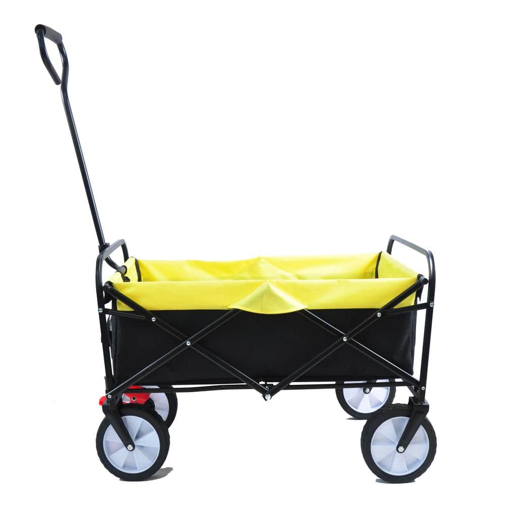 3.6 cu. ft. Foldable Portable Multi-Function Metal Outdoor Garden Cart in Black and Yellow - Hercitys