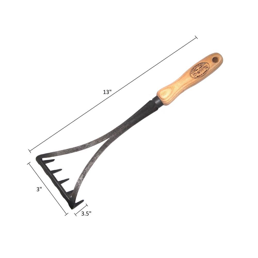 10 in. L Ash Hardwood Handle 13.5 in. L Bio 5 Tine Hand Rake-Cultivator - Hercitys