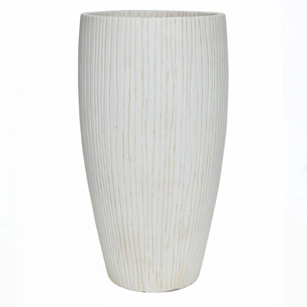 27 in. H City White Compsoite Ribbed Planter - Hercitys