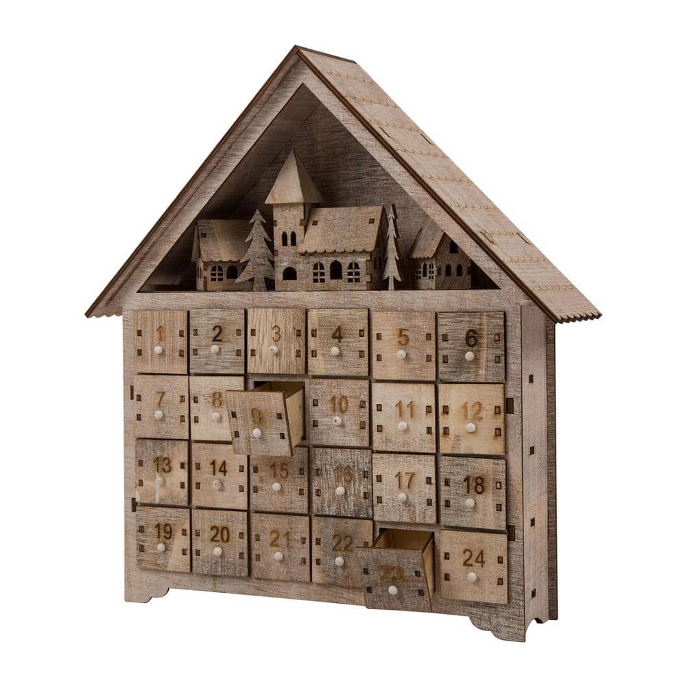 14.17 in. L Wooden LED Countdown Farmhouse - Hercitys