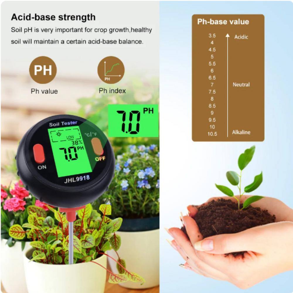 5-in-1 Digital Acidity Test Kit Analyzer PH/Sunlight/Temp/Humidity/Air Humidity for Planting Flowers Garden Tools - Hercitys