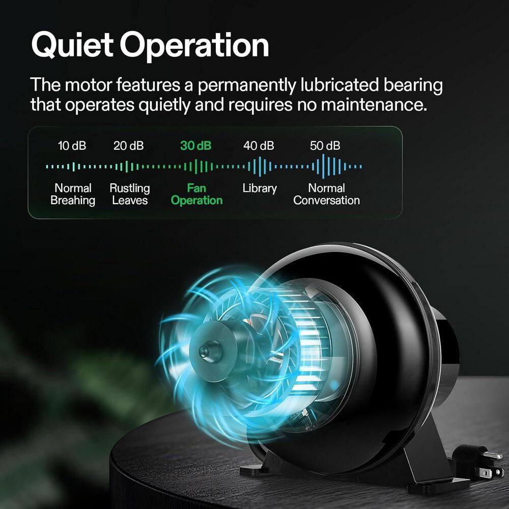 4 in. 195 CFM Inline Duct Ventilation Fan - Hercitys