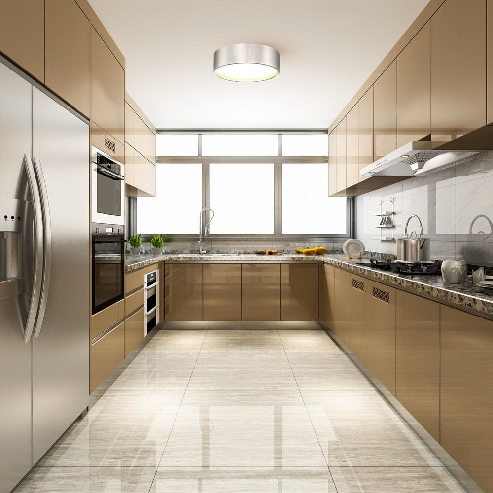 14 in. LED 24-Watt Modern Brushed Nickel Integrated LED Flush Mount with White Acrylic Shade - Hercitys