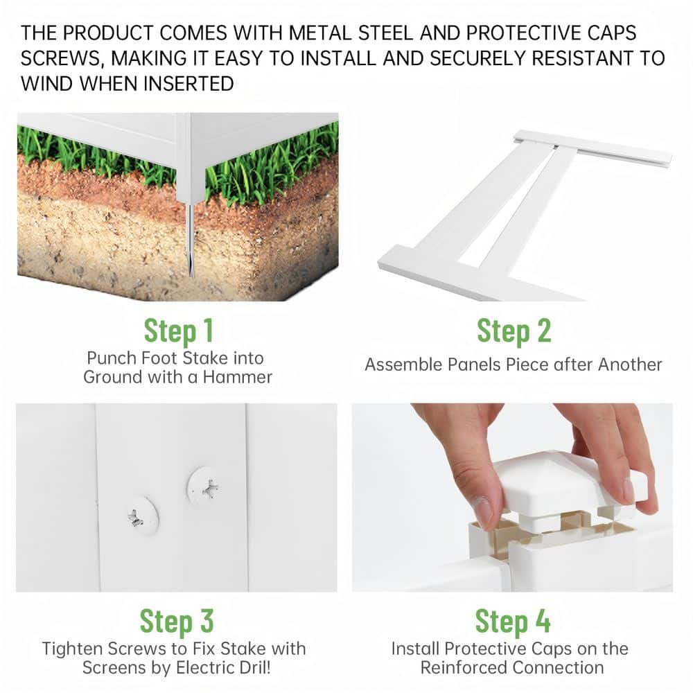50 in. W x 50 in. H 2-Panels Vinyl Fence Privacy Screen - Hercitys