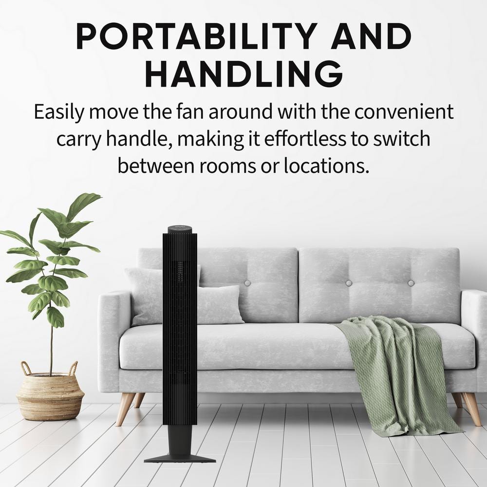 42 in. 5-Fan Speeds Digital Tower Fan in Black with Remote Control, WIFI, Voice Control - Hercitys