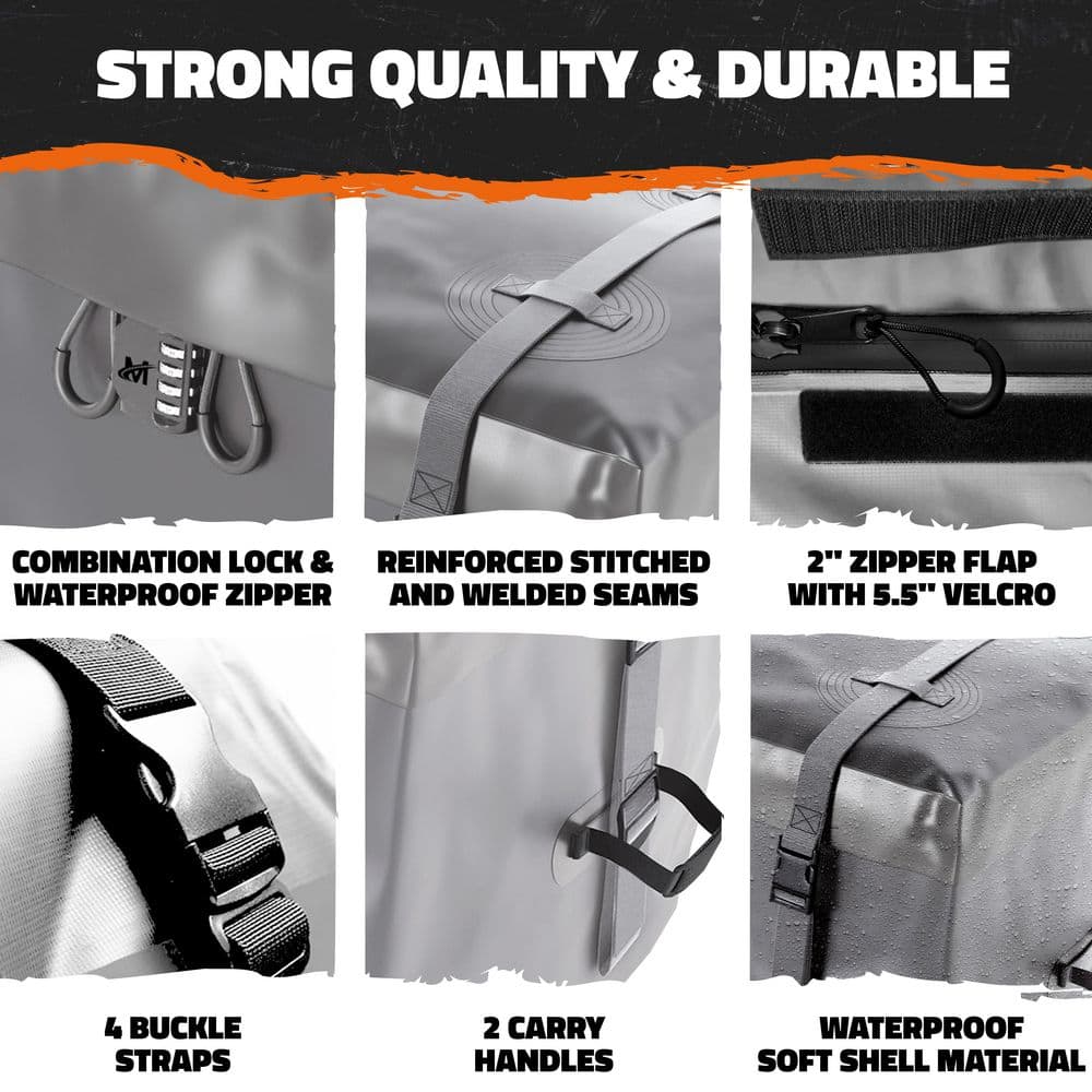 16 Cu. Ft. Waterproof Gray Trailer Hitch Cargo Carrier Bag (58 in.x20 in.x24 in.) w/ Buckle Straps, Lock and Carry Case - Hercitys