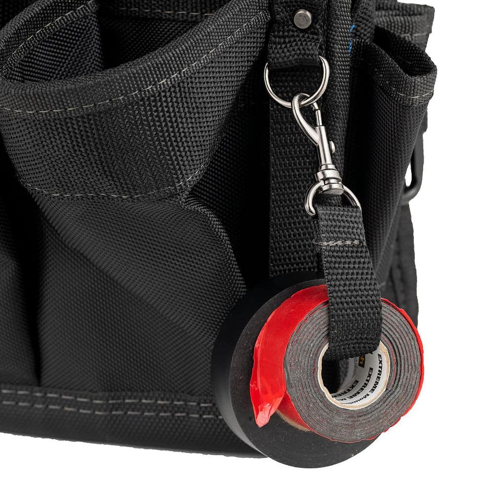 11 in. 14-Pocket Electricians Professional Tool Belt Pouch with Hammer Loop and Tape Measure Holder in Black - Hercitys