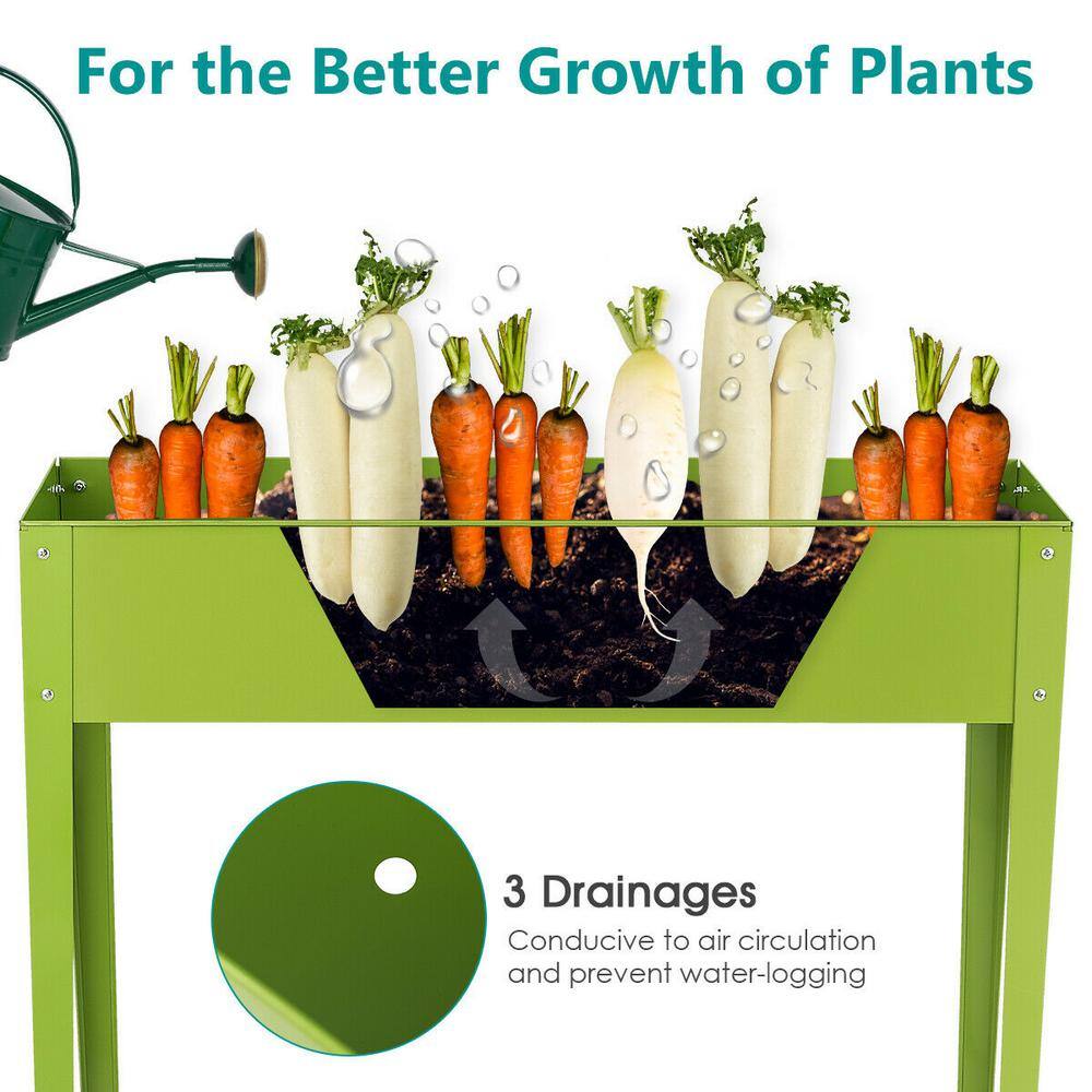 40 in. W x 13 in. D x 31.50 in. H Green Galvanized Steel Elevated Planter Box, Garden Raised Bed, Drain Hole - Hercitys