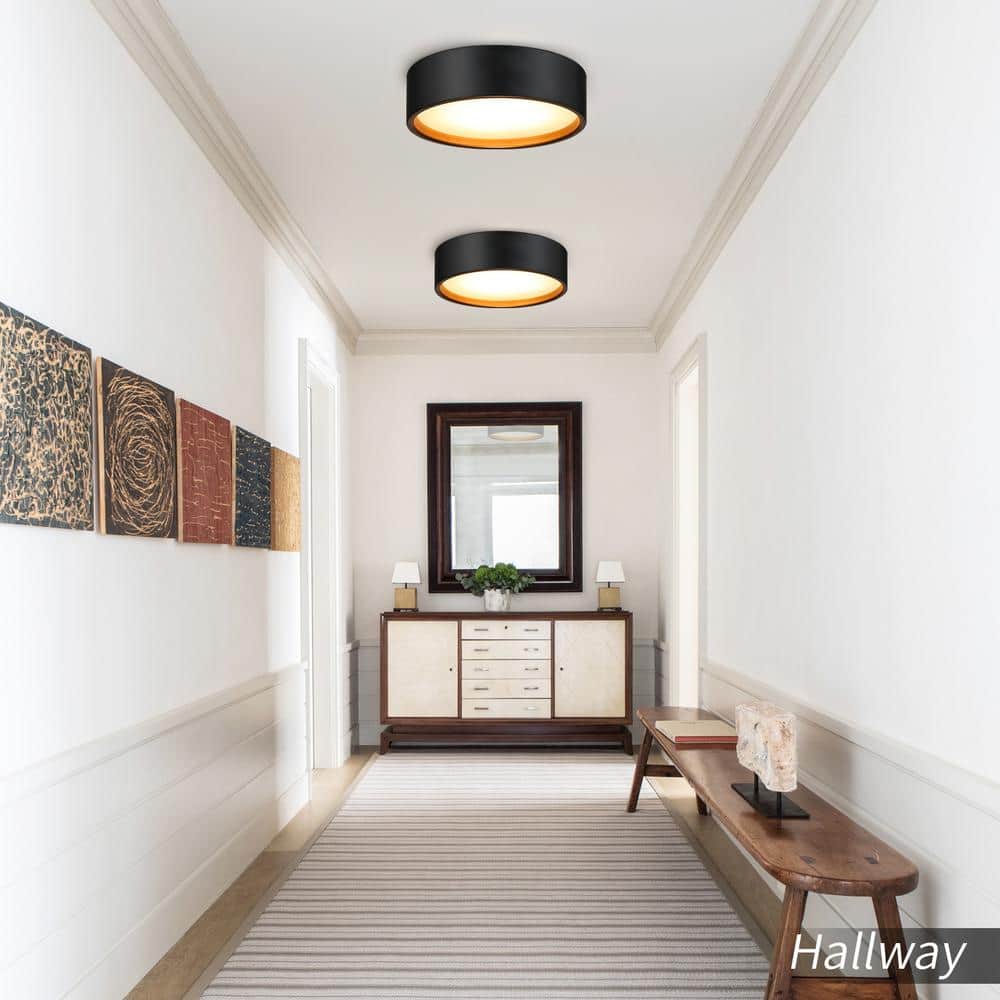 14 in. LED Modern Black Dimmable Flush Mount Ceiling Light - Hercitys