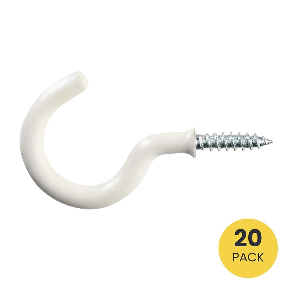 2-1/4 in. White Vinyl Cup Hook (20-Pack) - Hercitys