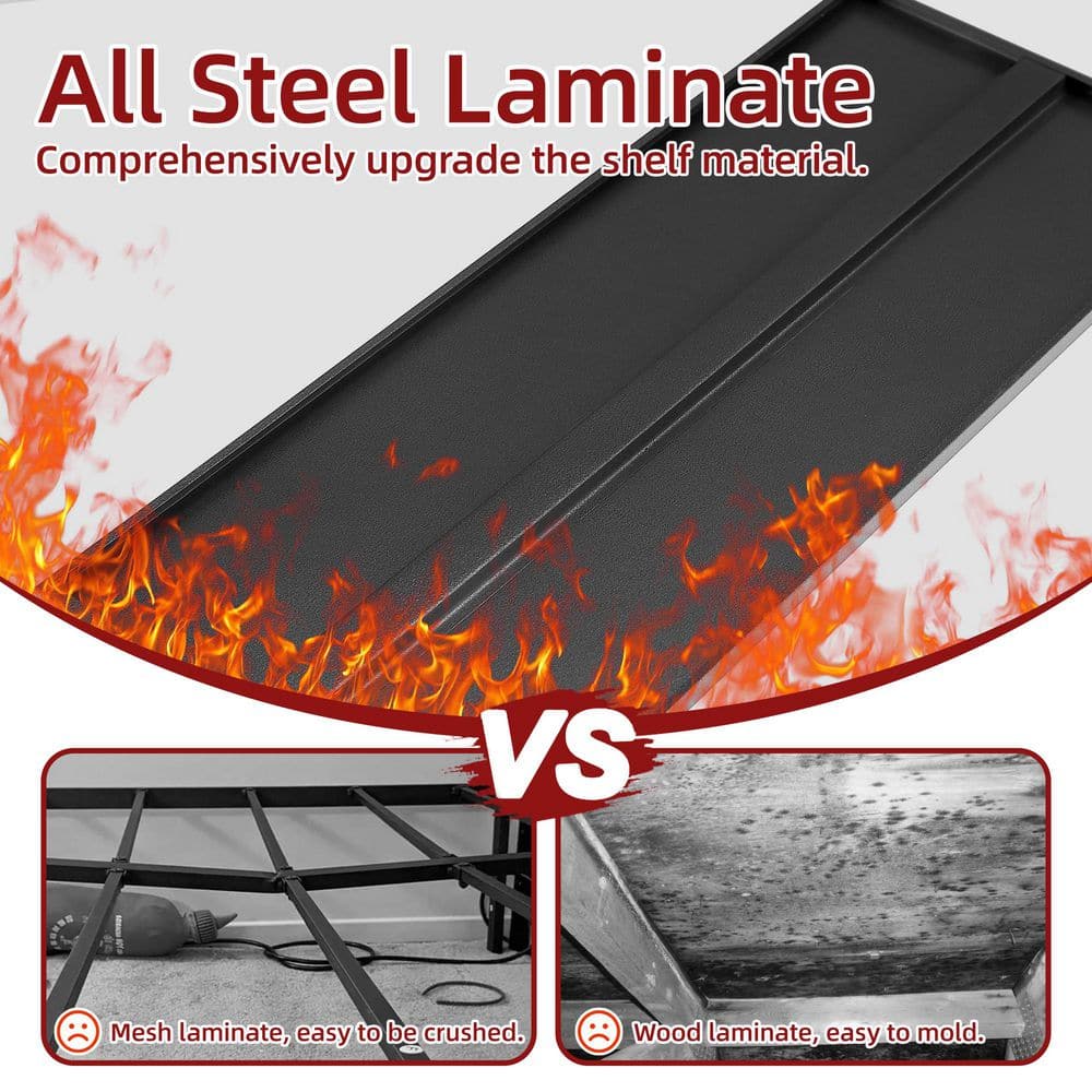 5-Tiers Steel Heavy Duty Adjustable Boltless Design Shelving Unit in Black (31.5 in. W x 63 in. H x 15.7 in. D) - Hercitys