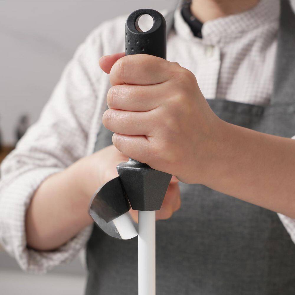 17.5 in. x 1.7 in. Ceramic Sharpening Honing Steel with Built-In Angle Guides and Anti-Breaking Cap - Hercitys