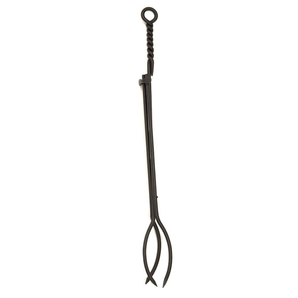 36 in. Tall Black Extra-Long Rope Design Fireplace Tongs - Hercitys