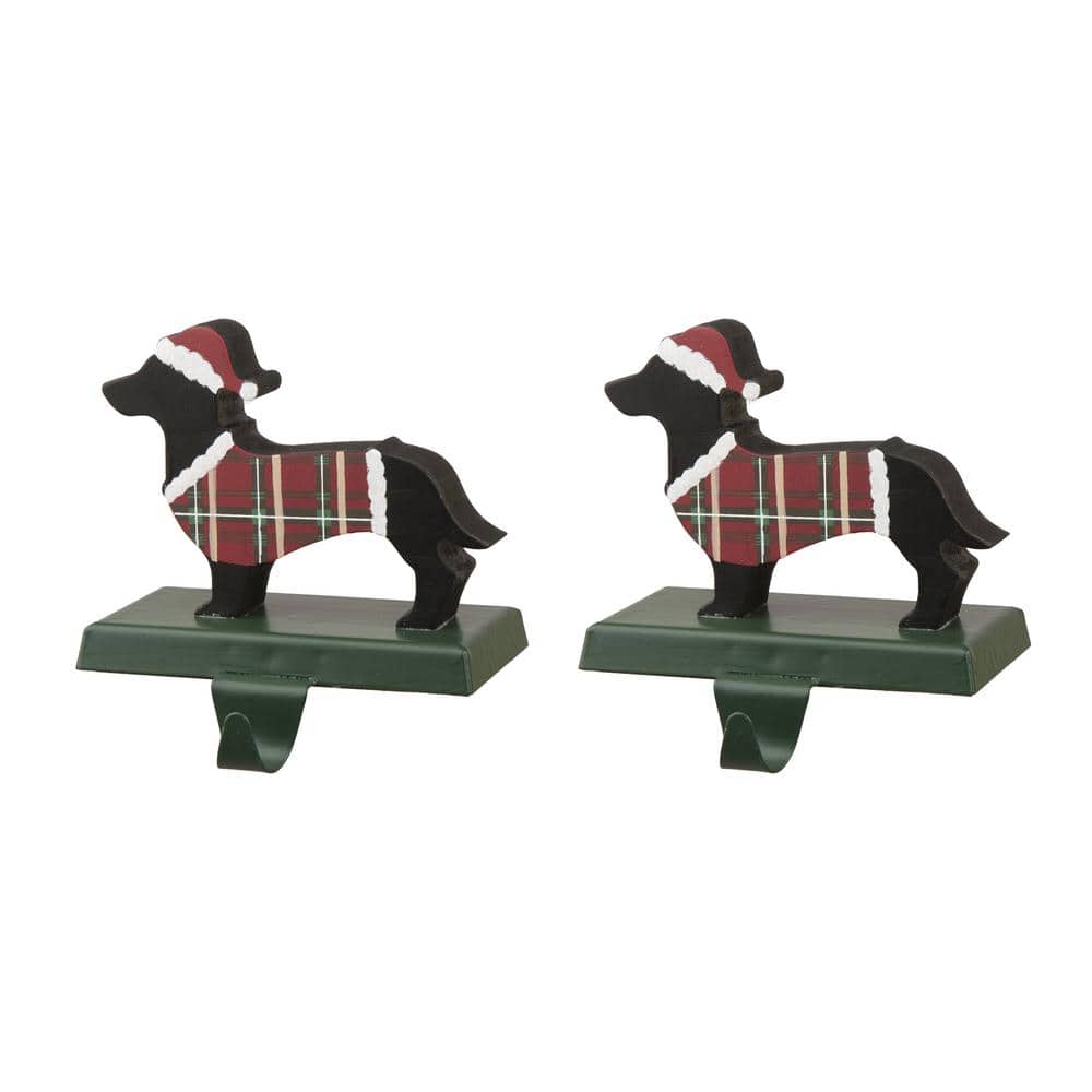 5.92 in. H Wooden/Metal Dachshund Stocking Holder (2-Pack) - Hercitys