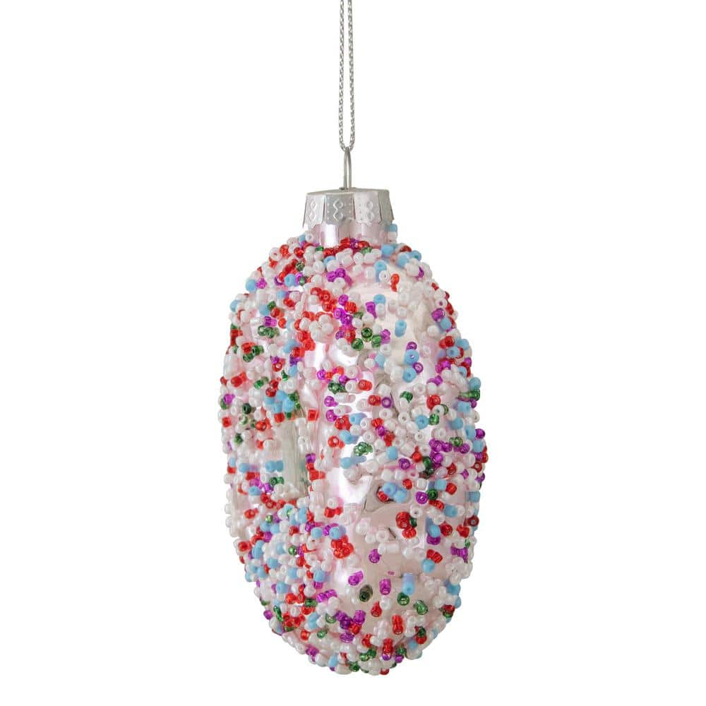 3.5 in. Pink Doughnut With Sprinkles Glass Christmas Ornament - Hercitys