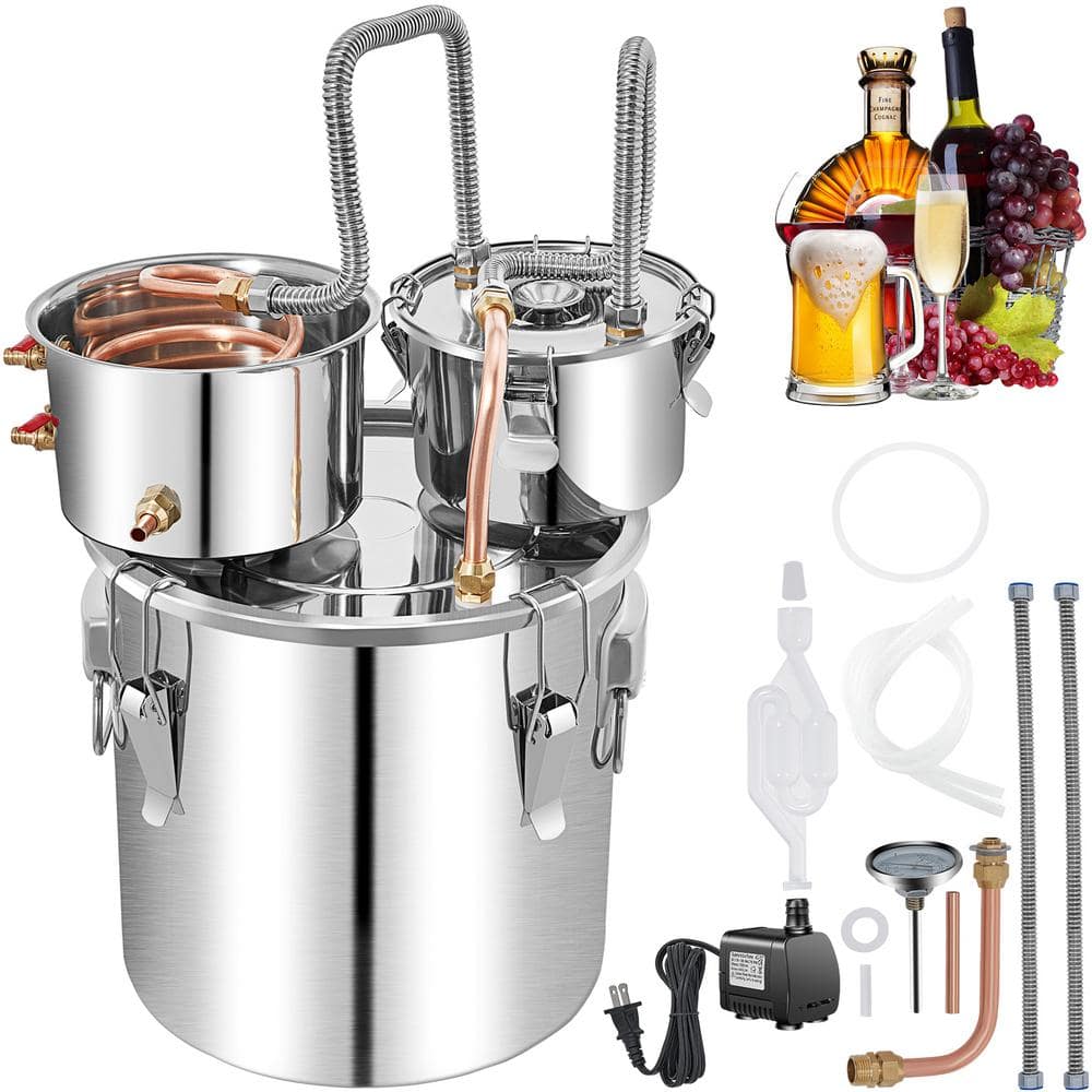 50 L Alcohol Still, Stainless Steel Water Distiller, Copper Tube, DIY Whisky Wine Brandy Kit, Built-in Thermometer - Hercitys