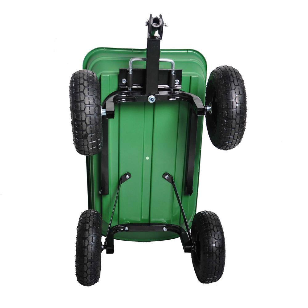 16.78 cu. ft. Metal Folding Car Garden Cart with Steel Frame, 10 in. Pneumatic tire, 300 lb. Capacity body 55L, Green - Hercitys