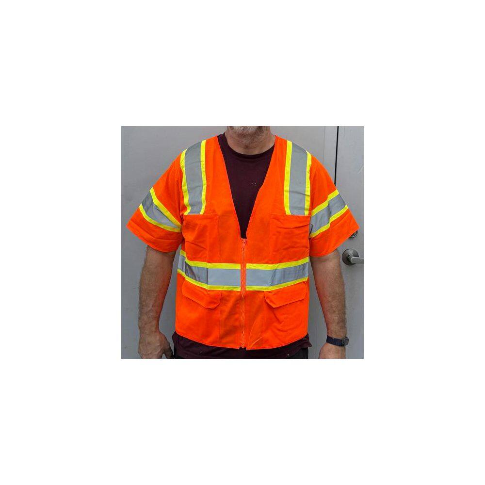4XL High Visibility Class 3 Orange Safety Vest - Hercitys