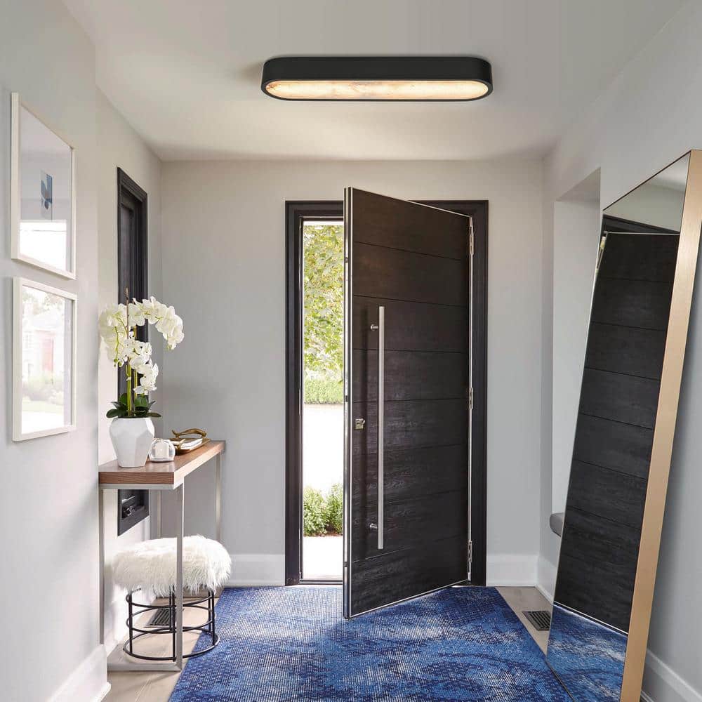 23.62 in. 1-Light Black Oval Integrated LED Flush Mount Ceiling Light - Hercitys