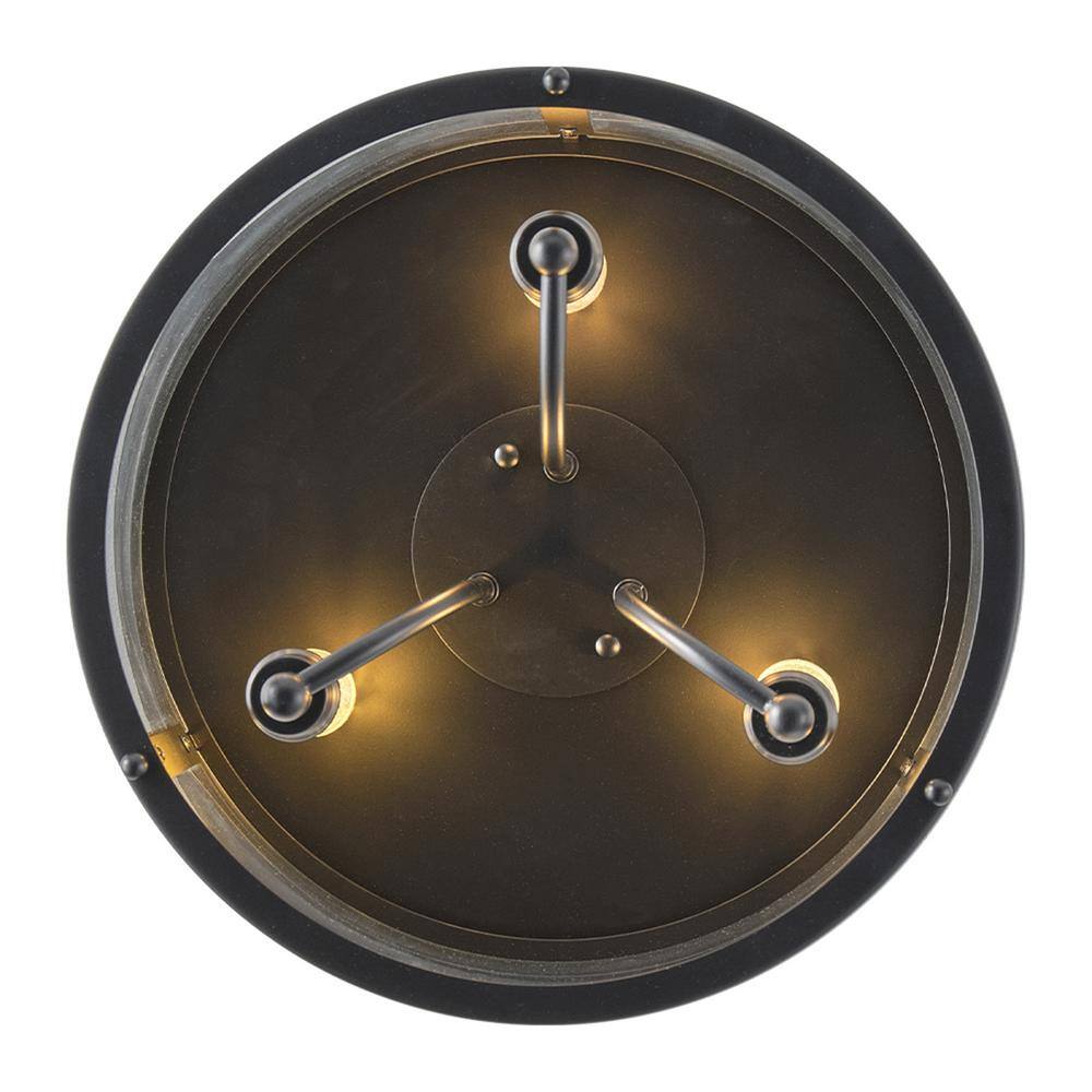 14.37 in. 3-Light Industrial Black Flush Mount Modern Ceiling Lighting Fixture with Clear Glass Shade - Hercitys
