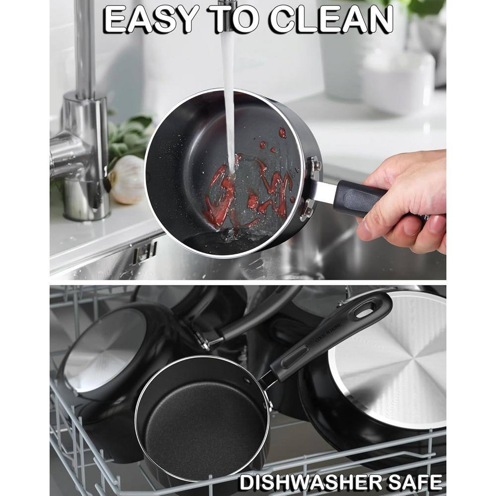 2-qt. Aluminum Nonstick Saucepan Kitchenware, Black - Hercitys