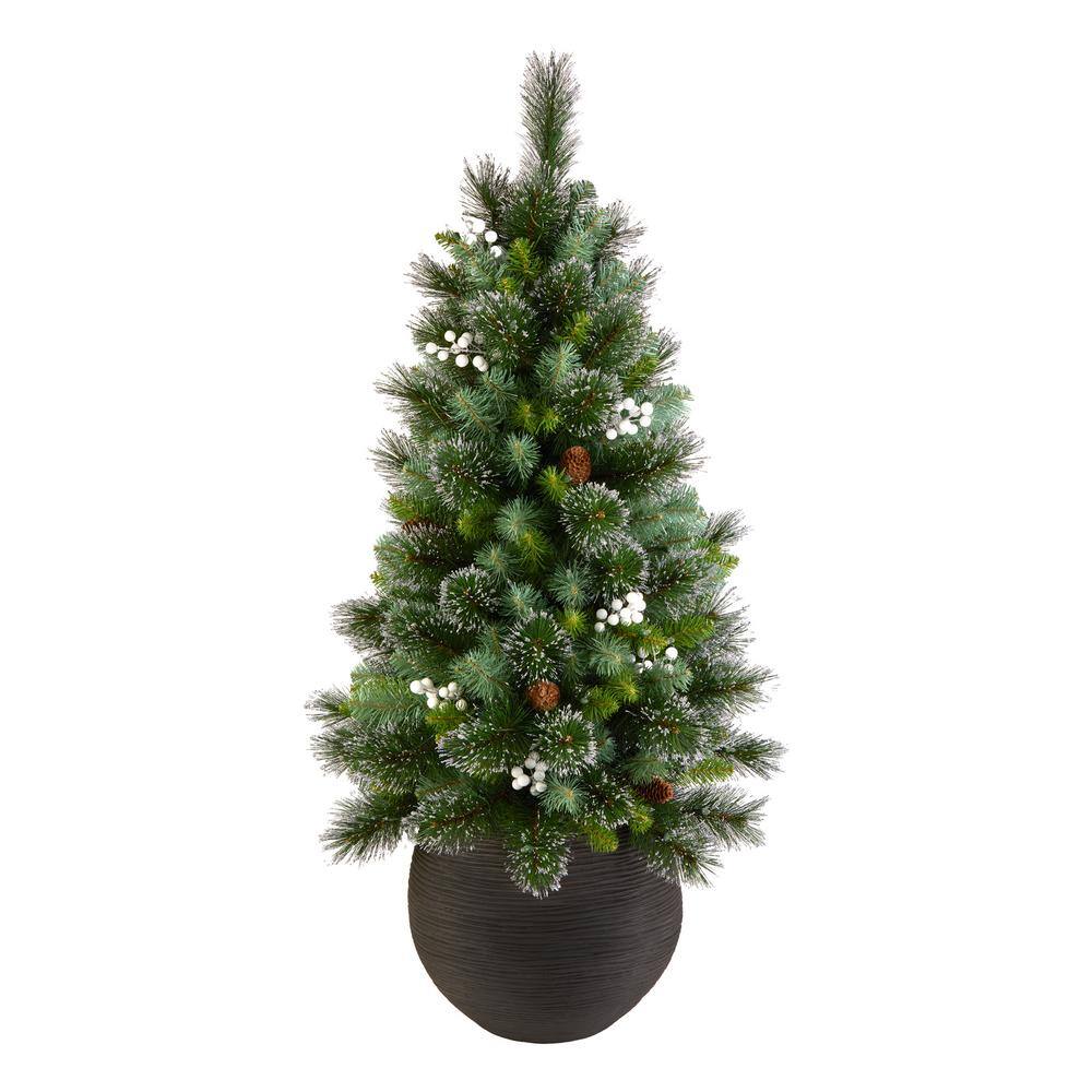 4 ft. Glittery Crestwood Spruce Entrance Artificial Christmas Tree Pre-Lit with Clear Lights - Hercitys