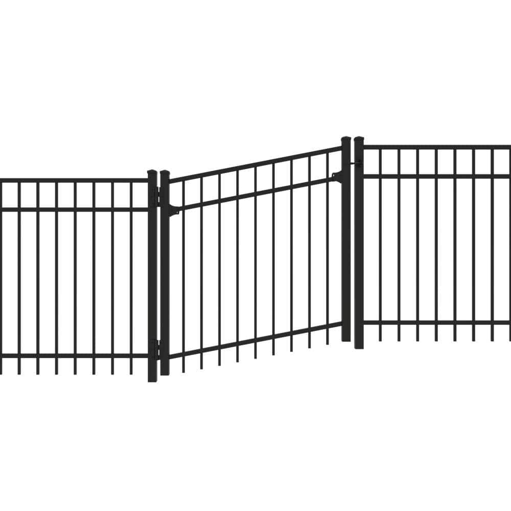 4 ft. H Black Aluminum 3 Rail Adjustable Fence Gate Kit - Hercitys