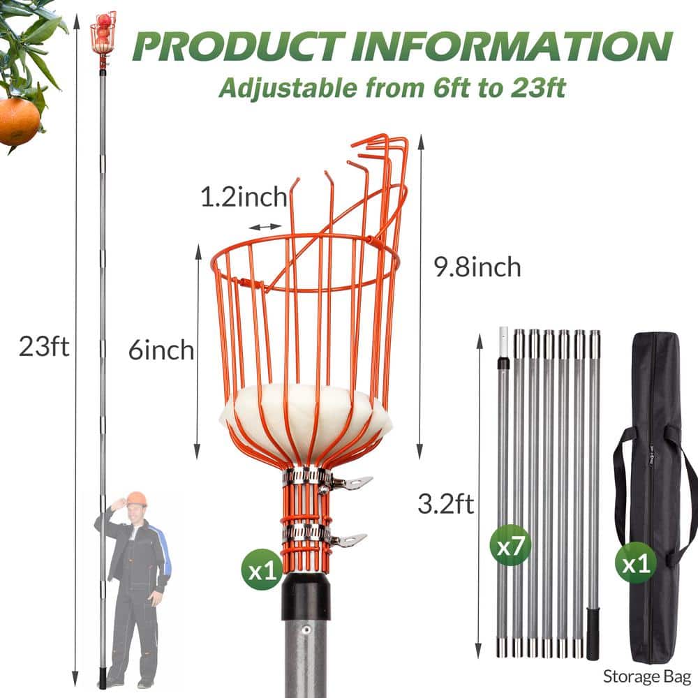 263.8 in. Stainless Steel Handle Fruit Picker - Hercitys