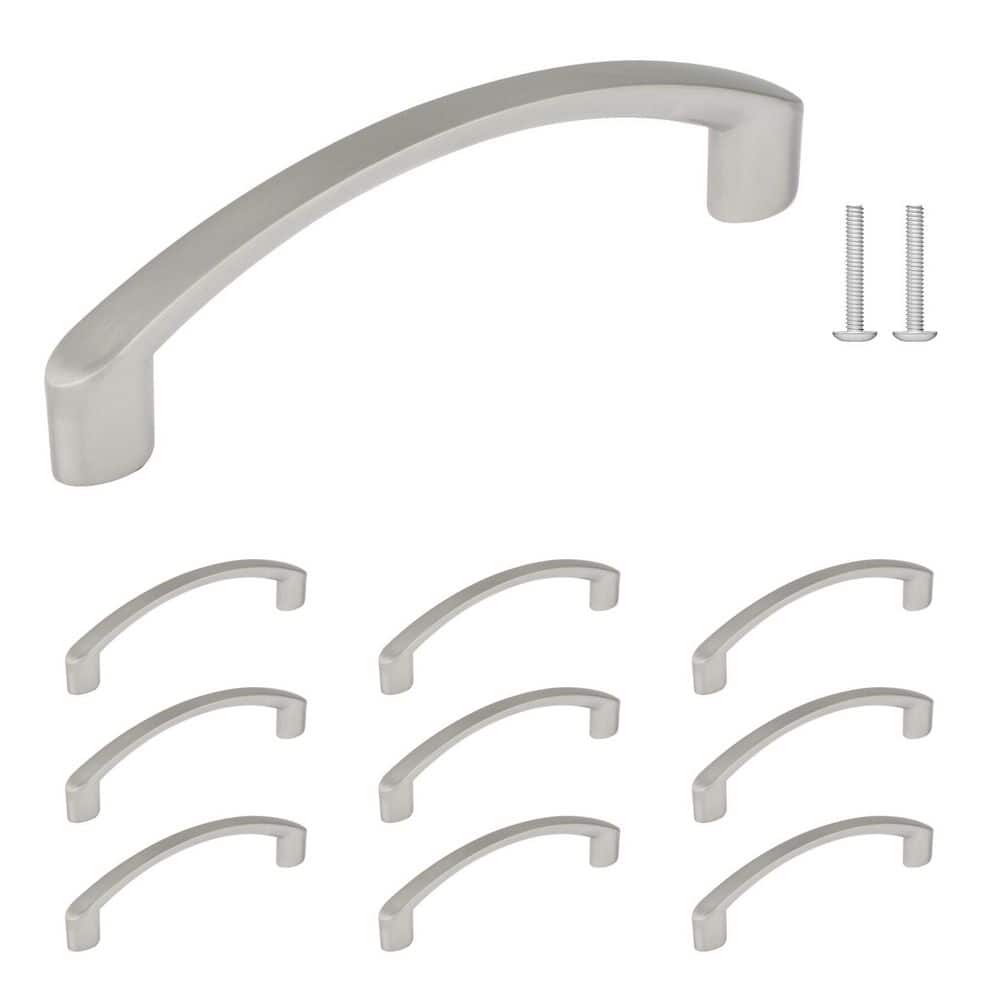 (10-Pack) Rockcliffe Collection 3 3/4 in. (96 mm) Modern Brushed Nickel Cabinet Arch Pull - Hercitys