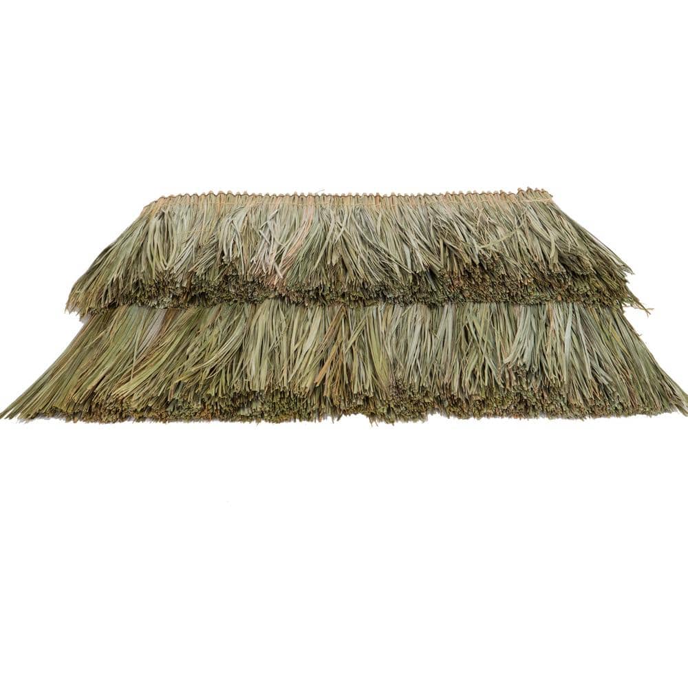 24 in. H x 36 in. L Tahitian Thatch Panel Palapa Cover Tiki Bar Roof Grass Tiki Thatch Roofing Panel (4-Pack) - Hercitys