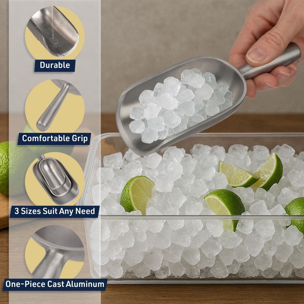 3-Piece Metal Ice Scoop Set - Hercitys