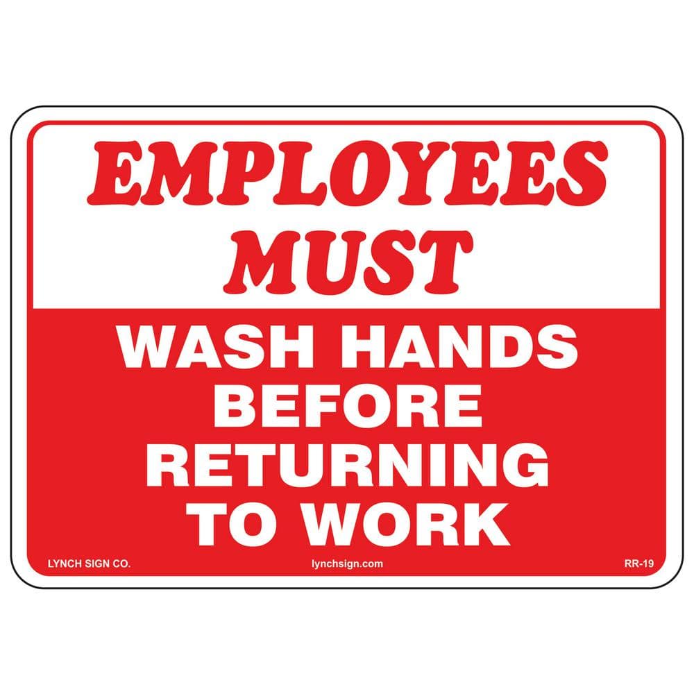 14 in. x 10 in. Employees Must Wash Hands Sign Printed on More Durable Longer-Lasting Thicker Styrene Plastic. - Hercitys