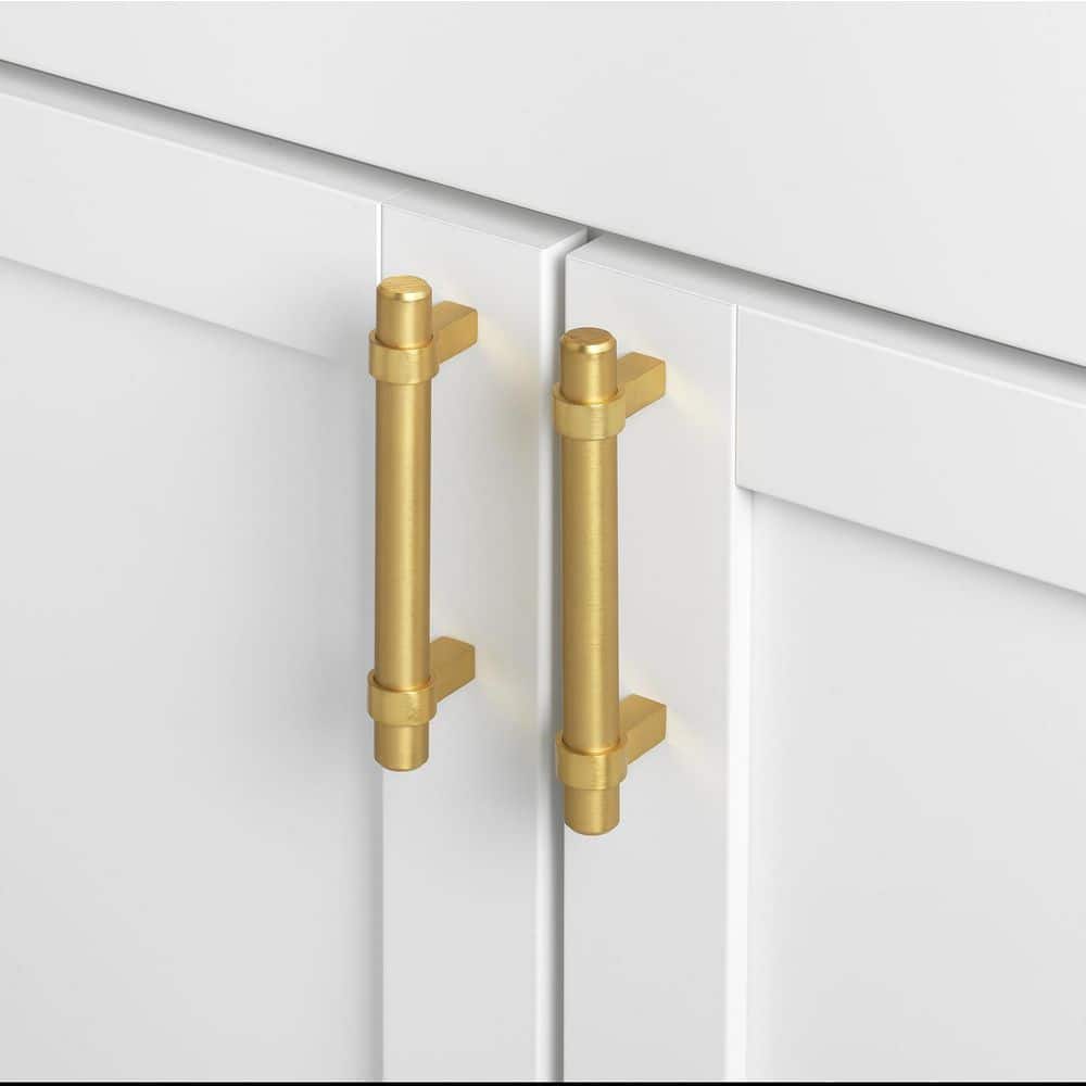3 in. Solid Satin Gold Euro Style Cabinet Drawer Bar Center-to-Center Pulls (10-Pack) - Hercitys