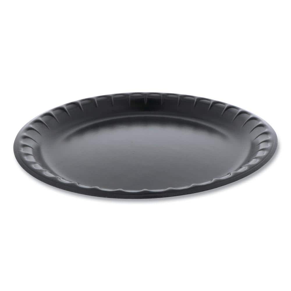 10.25 in. Black Laminated Disposable Polystyrene Plates (540-Carton) - Hercitys