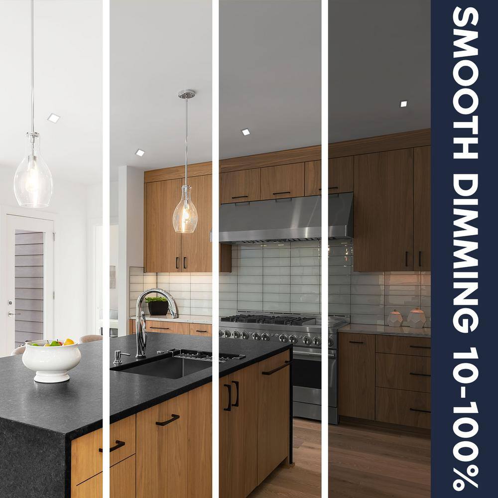 4 in. Square Nickel Modern Flush Mount Ceiling Light LED Integrated 10-Watt 600LM 5CCT 2700K-5000K Dimmable (4-Pack) - Hercitys