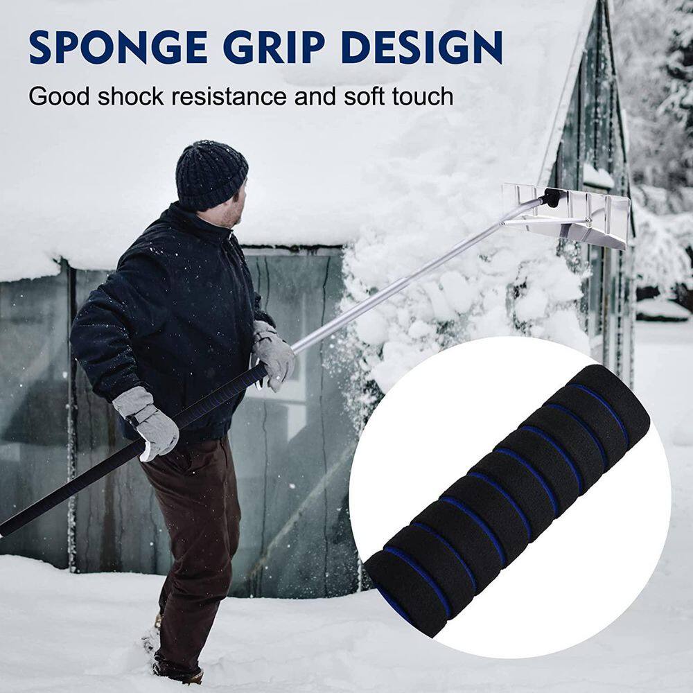 238 in. Silver Retractable Aluminum Snow Rake, Light Roof WITH 25 in. Blades, Snow Removal Tools - Hercitys