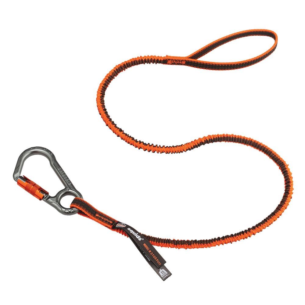 15 lbs. Orange and Gray Standard Single Locking Carabiner Tool Lanyard - Hercitys