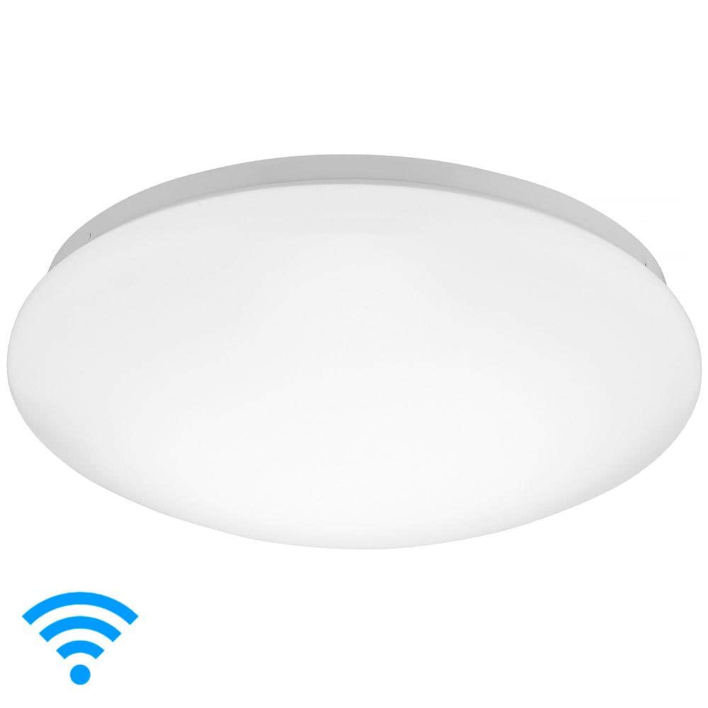 13 in. 1-Light Selectable White LED and Color Changing Smart Wi-Fi Flush Mount Mushroom Ceiling Light - Hercitys