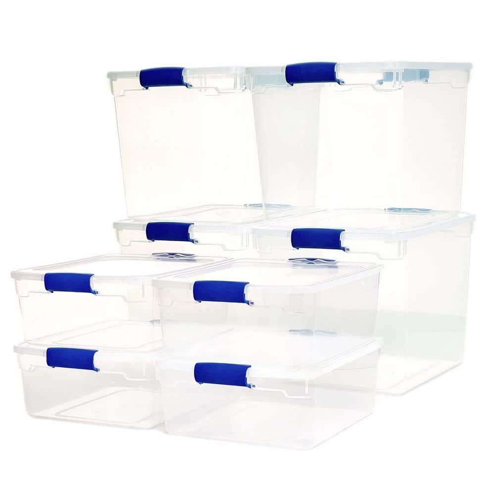 31 qt. Clear Plastic Stackable Storage Containers (4-Pack and 15.5 qt. 4-Pack) - Hercitys